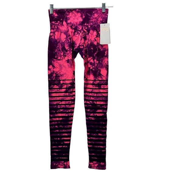 climawear Pants - Climawear Women's Muse Legging Pant S Icy Bright Pink Striped Watercolor NEW